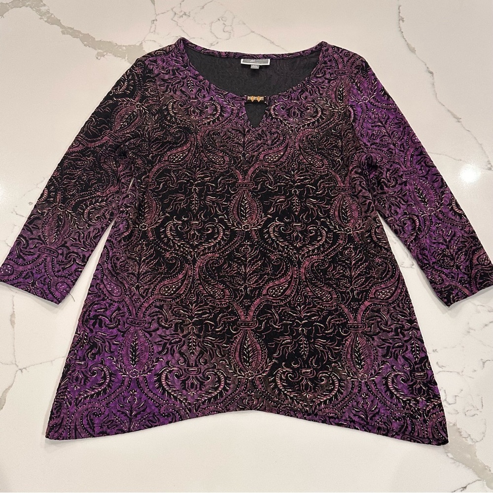 JM Collection Petite Dark Romantic Whimsigoth Top Womens PM Purple Fairy Witchy